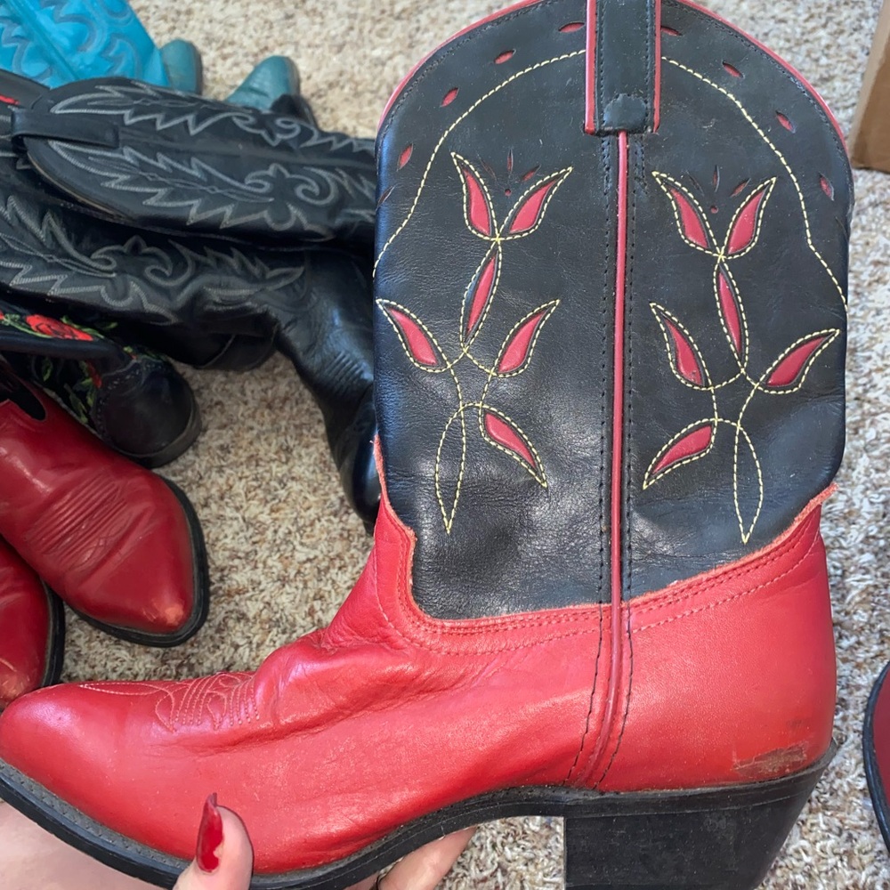 Red and Black Western Boots
